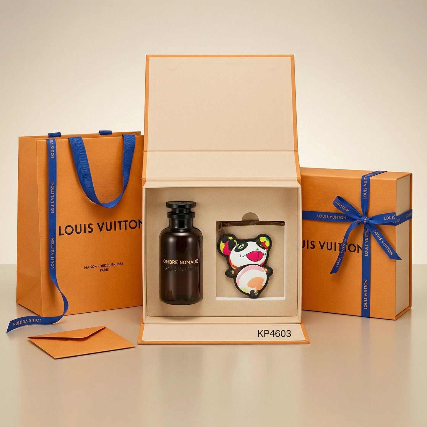 Louis Vuitton Ombre Nomade 200ml Eau de Parfum gift set with Panda keychain at Aura Luxe