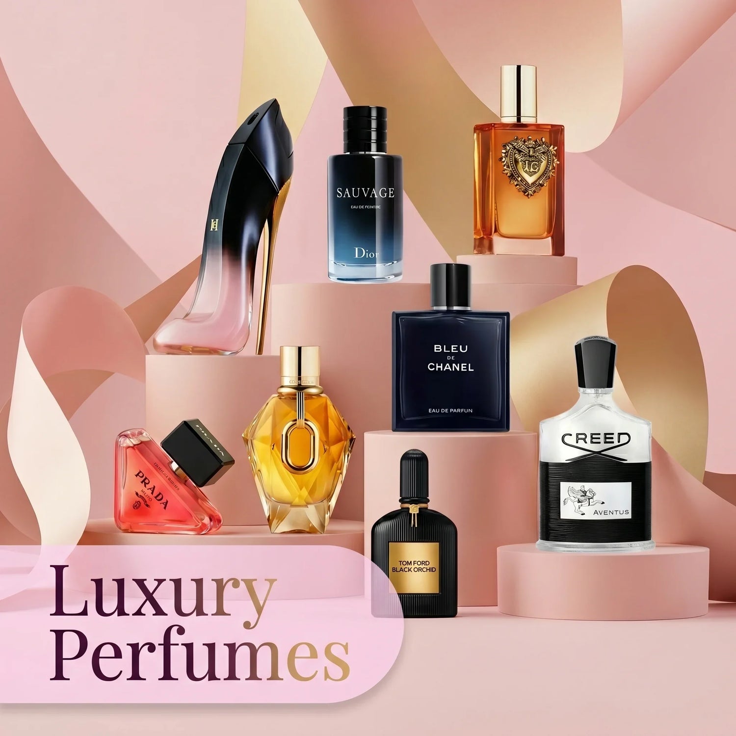 Luxury perfume collection UAE with designer fragrance bottles for men and women by Aura Luxe
