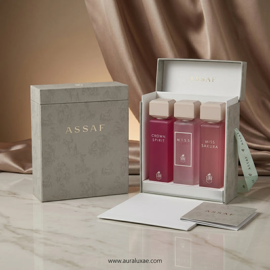 Assaf Miss Collection 3x200ml UAE women’s Eau de Parfum gift set with three elegant fragrances