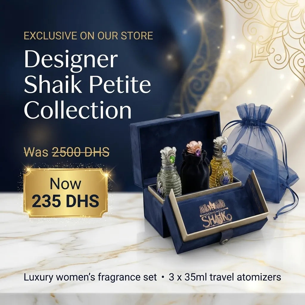 Designer Shaik Petite Collection for Women UAE 3x35ml luxury travel perfume set banner 