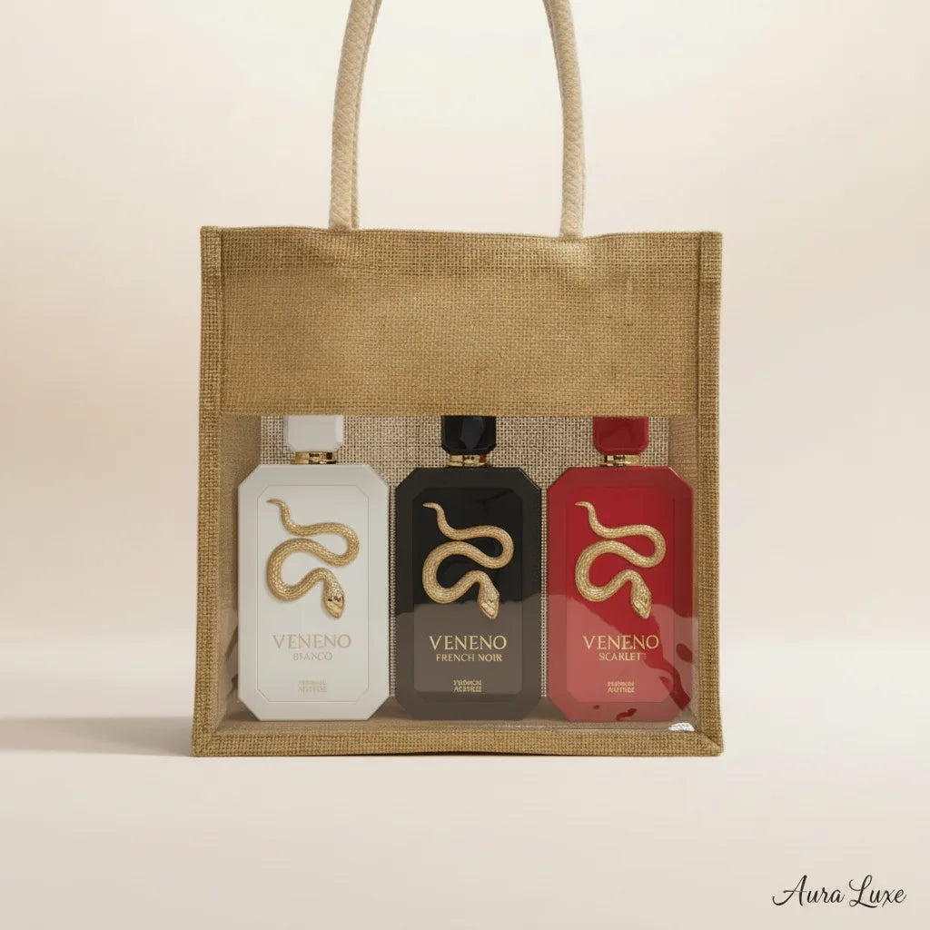 French Avenue Veneno 3 in 1 perfume gift set 100ml x 3 in jute bag UAE