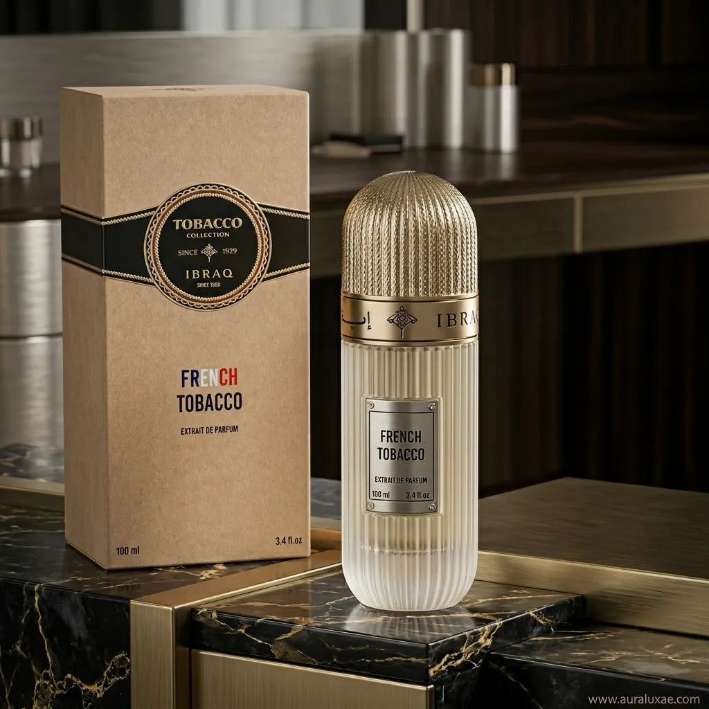 Ibraheem Al Qurashi French Tobacco EDP 100ml – Side View Frosted White Bottle