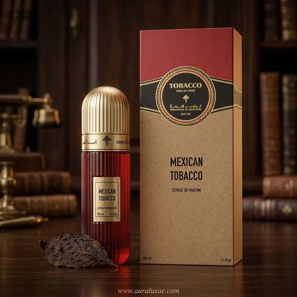 Ibraheem Al Qurashi Mexican Tobacco EDP 100ml – Crimson Red Bottle Side View