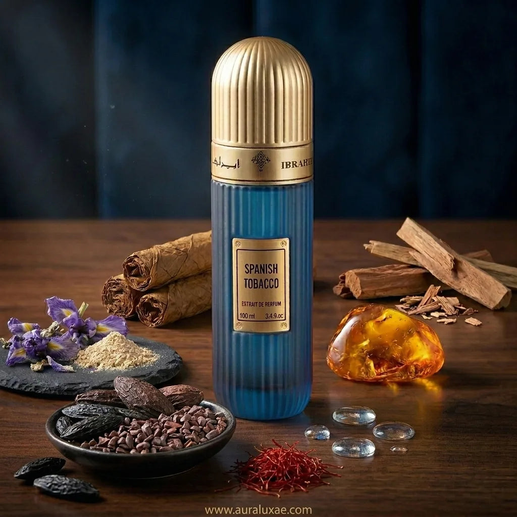 Ibraheem Al Qurashi Spanish Tobacco Extrait de Parfum 100ml UAE fresh tobacco unisex perfume fragrance notes
