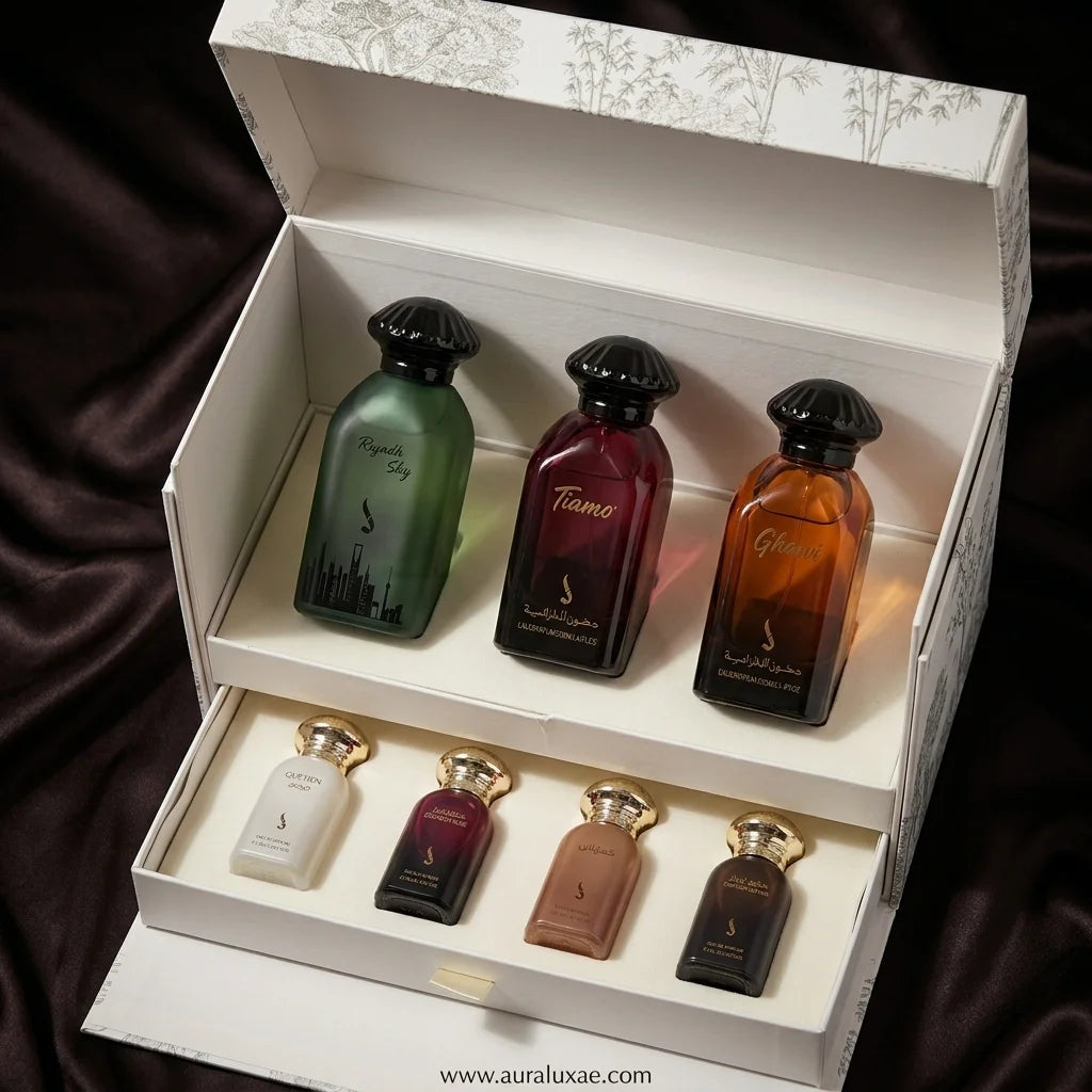 Laverne Reserve Vault 7-Piece Collection Set UAE 3 x 100ml Main Sprays + 4 x 15ml Travel Vials Eau de Parfum Set fragrance for men and women