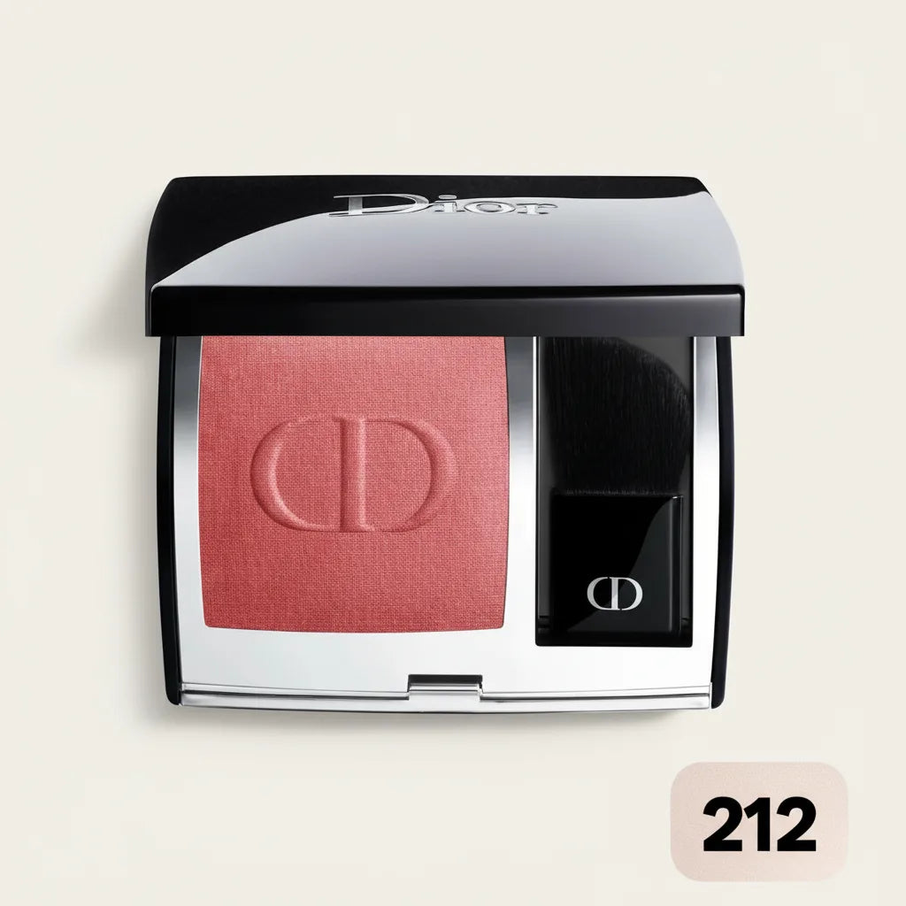 Dior blush compact with pink shade on a beige background