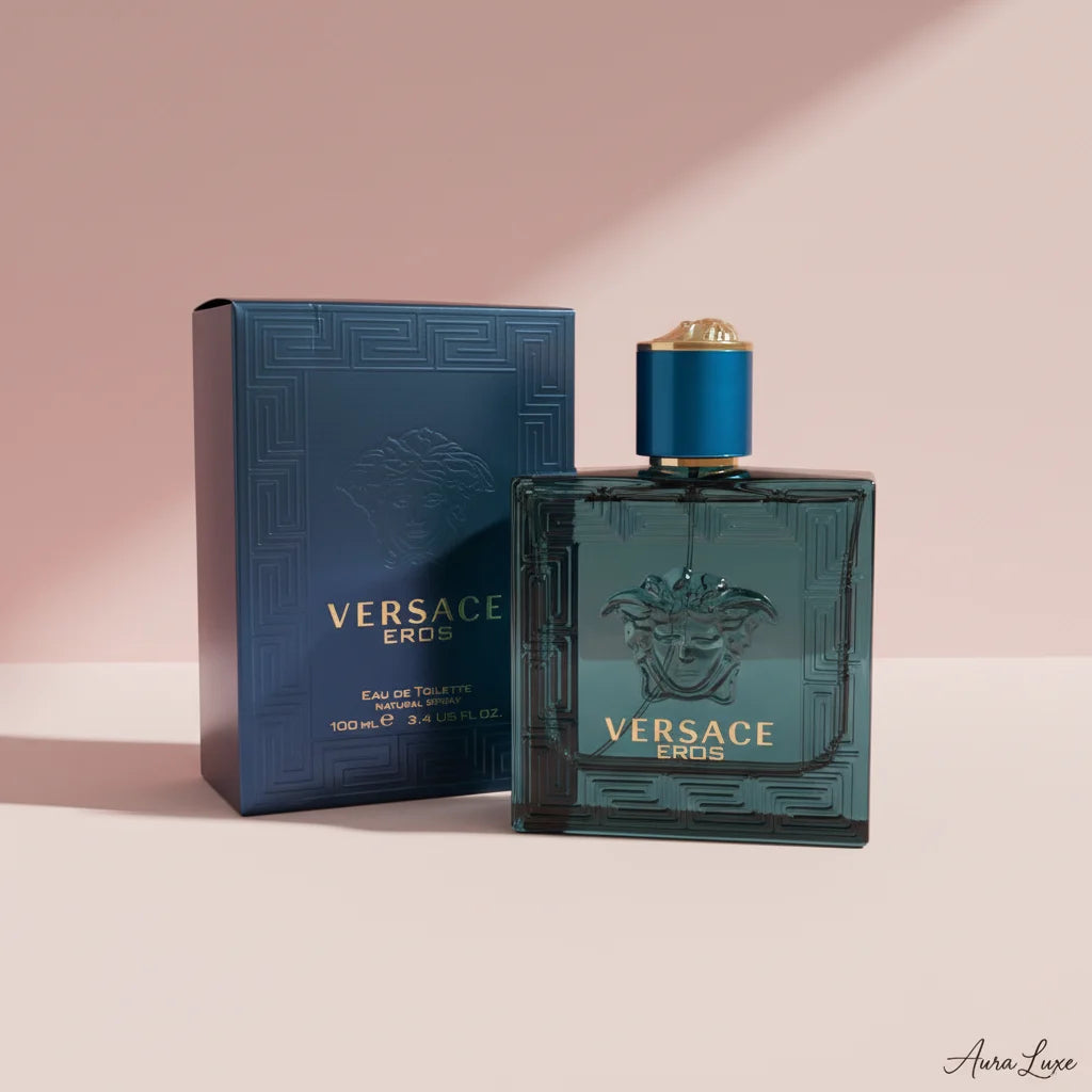 Versace Eros Eau de Toilette Bottle 100ml - Turquoise Medusa Head - Fresh Men's Perfume UAE